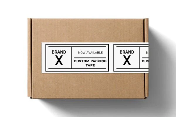 Custom Printed White Backing Plastic Packaging Tape - One Colour Black (Width 48mm x 100 Metres per Roll)