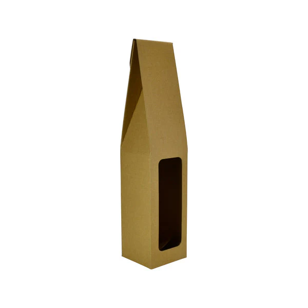 One Piece 1 Bottle Gable Top Wine Box with Window 19271 - Image 3
