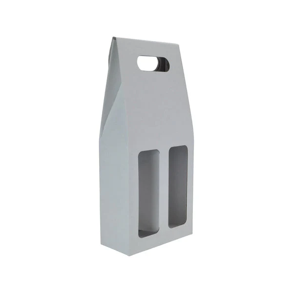 One Piece 2 Bottle Gable Top Wine Box with Window 19272 - Image 5