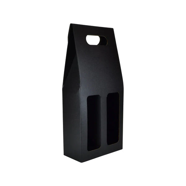 One Piece 2 Bottle Gable Top Wine Box with Window 19272 - Image 7