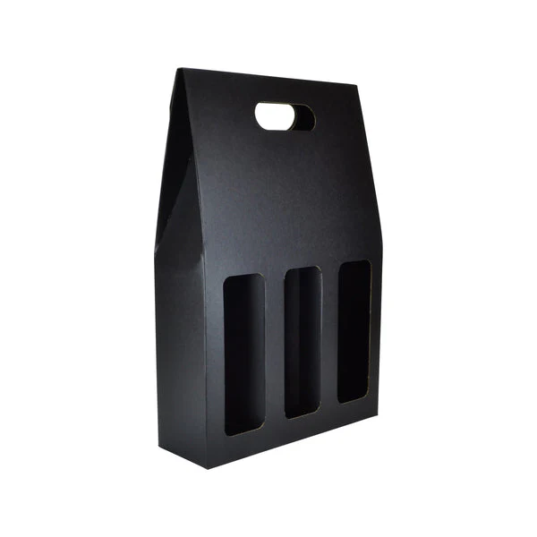 One Piece 3 Bottle Gable Top Wine Box with Window 19273 - Image 7
