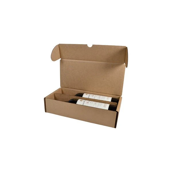 One Piece 310mm One Piece Double Wine Bottle Postage Box - WITH REMOVABLE WINE INSERT - Image 2