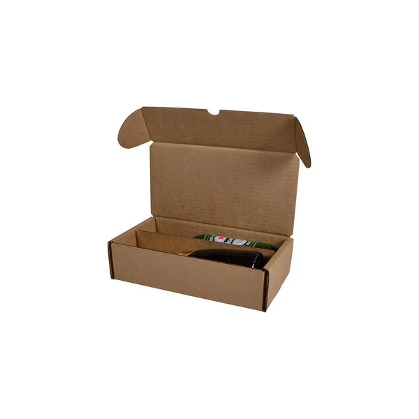 SAMPLE - B Flute - 2 Beer Bottle Shipping Box (Lay Down) with removable insert - Kraft Brown - Image 3