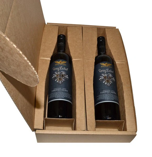 SAMPLE - B Flute - One Piece Heavy Duty Double Wine Postage Box - Kraft Brown (Inserts sold separately 24988) - Image 2