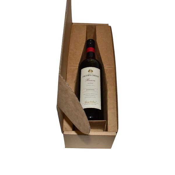 SAMPLE - B Flute - One Piece Heavy Duty Single Wine Postage Box - Kraft Brown (Insert sold separately 24988) - Image 3