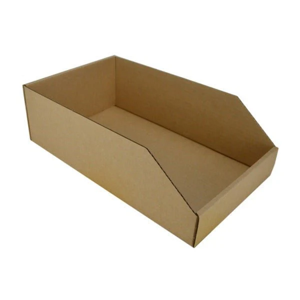 SAMPLE - B Flute - Pick Bin Box & Part Box 17973 (One Piece Self Locking Cardboard Storage Box) - Kraft Brown