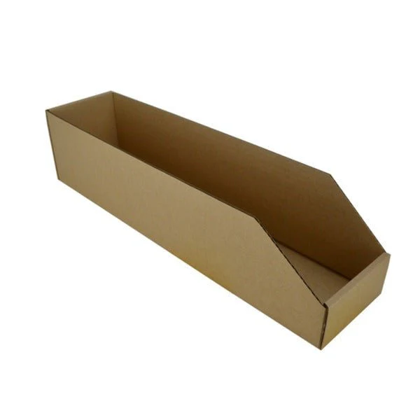 SAMPLE - B Flute - Pick Bin Box & Part Box 17974 (One Piece Self Locking Cardboard Storage Box) - Kraft Brown