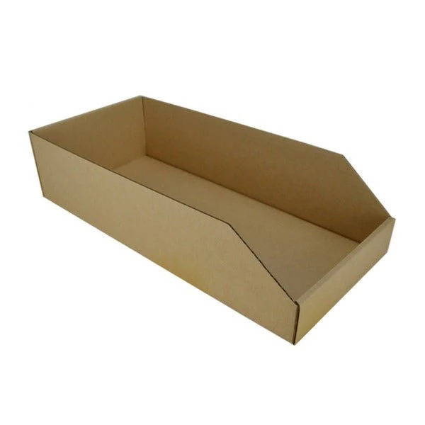 SAMPLE - B Flute - Pick Bin Box & Part Box 17977 (One Piece Self Locking Cardboard Storage Box) - Kraft Brown
