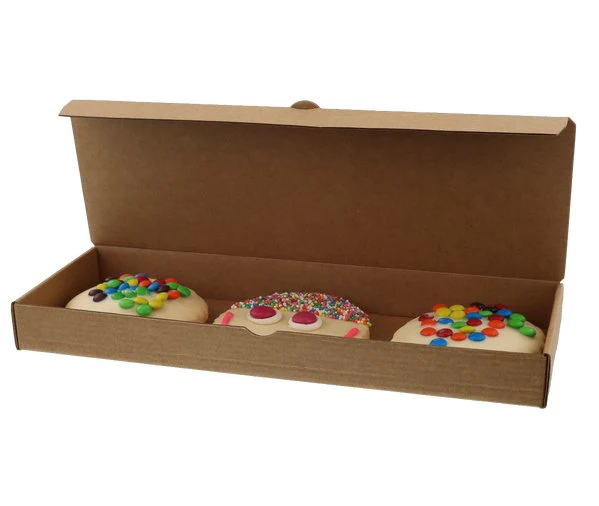 SAMPLE - Cardboard Three Cookie Box - Kraft Brown - Image 2