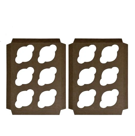 SAMPLE - E flute - 12 Cupcake Box Mailer Insert 28858 - Box Sold Separately (Please see 700-28857) - Kraft Brown