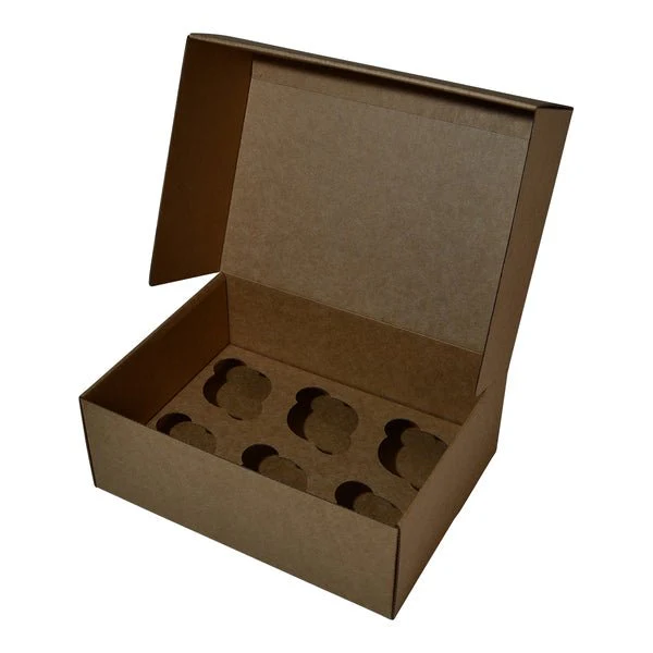 SAMPLE - E Flute - 6 Cupcake Box Mailer 28856 with Optional Insert (Please see 700-28858-6) - Kraft Brown - Image 3