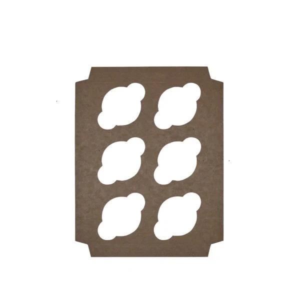 SAMPLE - E flute - 6 Cupcake Box Mailer Insert 28858 - Box Sold Separately (Please see 700-28856) - Kraft Brown