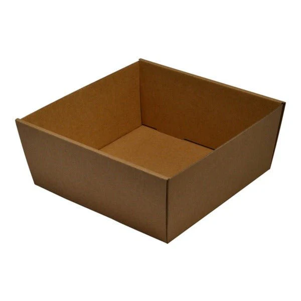 SAMPLE - E Flute - 80mm High Large Square Catering Tray - Kraft Brown