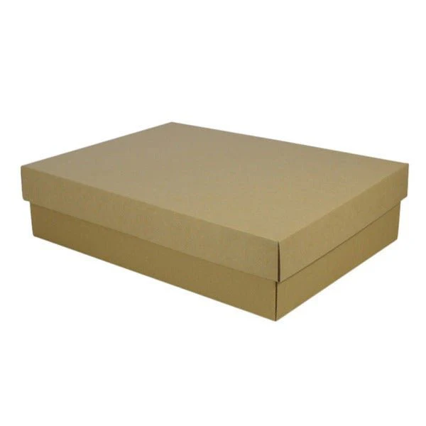 SAMPLE - E Flute - A3 Two Piece Cardboard Gift Box (Base & Lid) - 100mm High - Kraft Brown