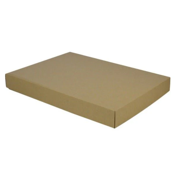 SAMPLE - E Flute - A3 Two Piece Cardboard Gift Box (Base & Lid) - 50mm High - Kraft Brown