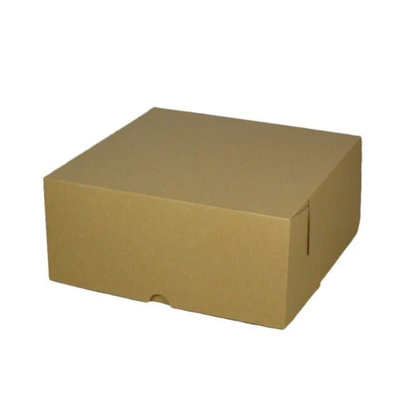 SAMPLE - E Flute - Cardboard Cake Box 10 x 10 x 4 inches - Kraft Brown
