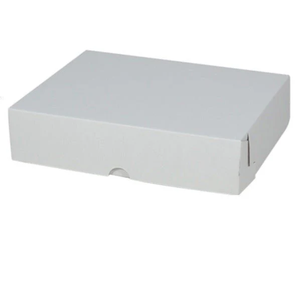 SAMPLE - E Flute - Cardboard Cake Box 10 x 8 x 2.5 inches - Kraft White