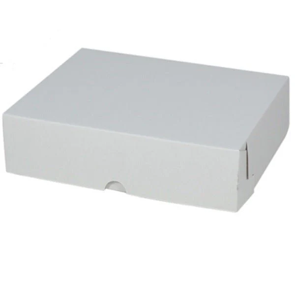 SAMPLE - E Flute - Cardboard Cake Box 11 x 7 x 3.5 inches - Kraft White