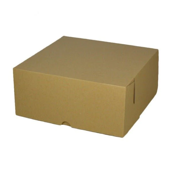 SAMPLE - E Flute - Cardboard Cake Box 12 x 12 x 5 inches - Kraft Brown