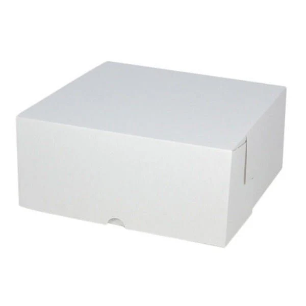 SAMPLE - E Flute - Cardboard Cake Box 12 x 12 x 5 inches - Kraft White