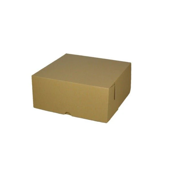 SAMPLE - E Flute - Cardboard Cake Box 6 x 6 x 4 inches - Kraft Brown