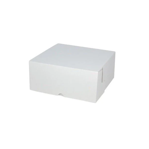SAMPLE - E Flute - Cardboard Cake Box 6 x 6 x 4 inches - Kraft White
