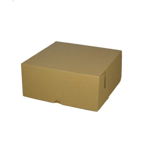 SAMPLE - E Flute - Cardboard Cake Box 8 x 8 x 4 inches - Kraft Brown