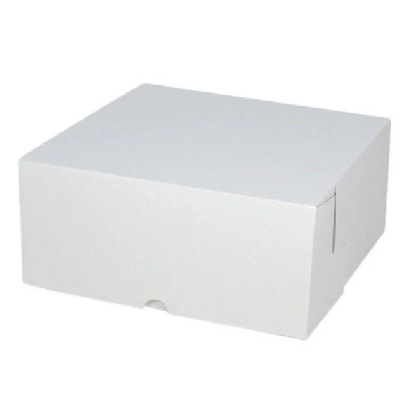 SAMPLE - E Flute - Cardboard Cake Box 8 x 8 x 4 inches - Kraft White