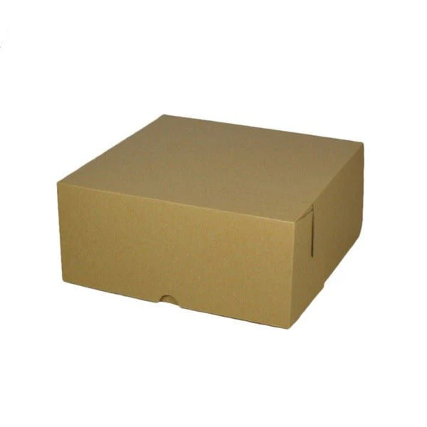 SAMPLE - E Flute - Cardboard Cake Box 9 x 9 x 4 inches - Kraft Brown