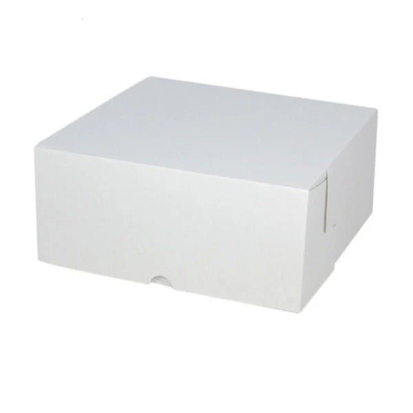 SAMPLE - E Flute - Cardboard Cake Box 9 x 9 x 4 inches - Kraft White