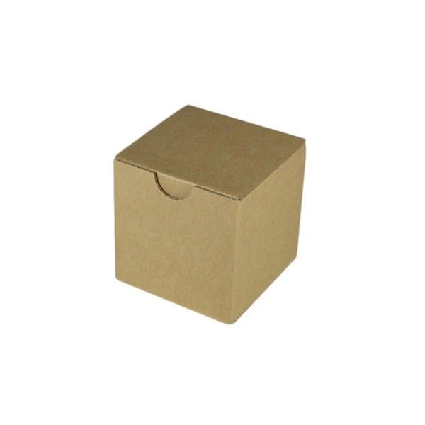 SAMPLE - E Flute - Cardboard Candle Box/Jam Box (100mm Cube) - Kraft Brown