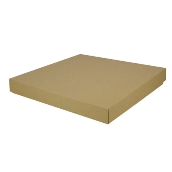 SAMPLE - E Flute - Extra Large Square Cardboard Gift Box (Base & Lid) - 50mm High - Kraft Brown