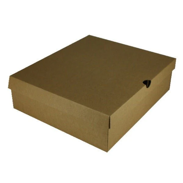 SAMPLE - E Flute - One Piece Boot & Shoe Box with Ventilation Pull Hole - Kraft Brown