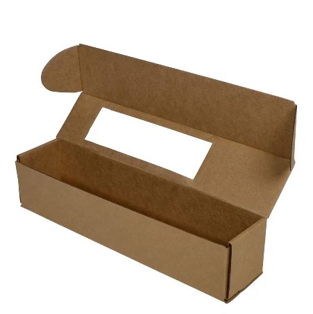 SAMPLE - E Flute - One Piece Cardboard Gift Box 23764 with Window Cut-out - Kraft brown