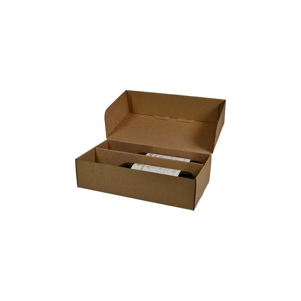 SAMPLE - E Flute - One Piece Double Wine Gift Box 23406 - Kraft Brown (insert sold separately - 700-23407) - Image 3