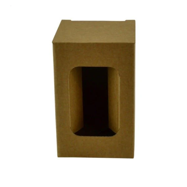 SAMPLE - E Flute - One Piece Short White Red Single Glass Gift Box 19291 - Kraft Brown