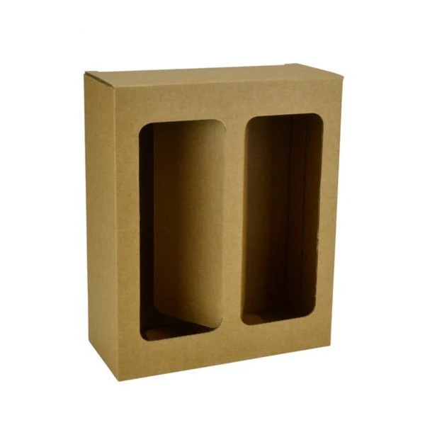 SAMPLE - E Flute - One Piece Two Red Wine Glass Gift Box 19286 - Kraft Brown