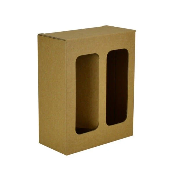 SAMPLE - E Flute - One Piece Two White Wine Glass Gift Box 19285 - Kraft Brown