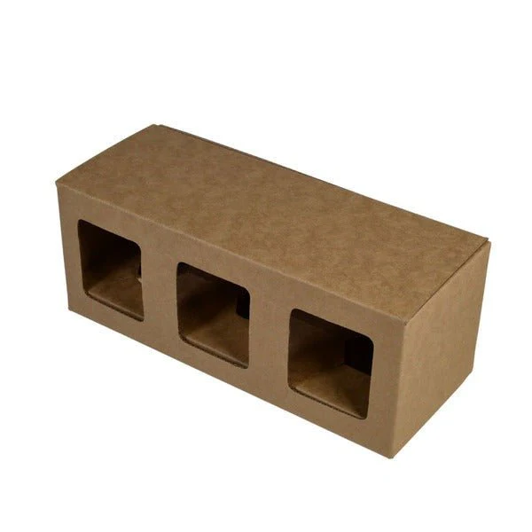 SAMPLE - E Flute - Three Window Gift Box 22803 - Kraft Brown