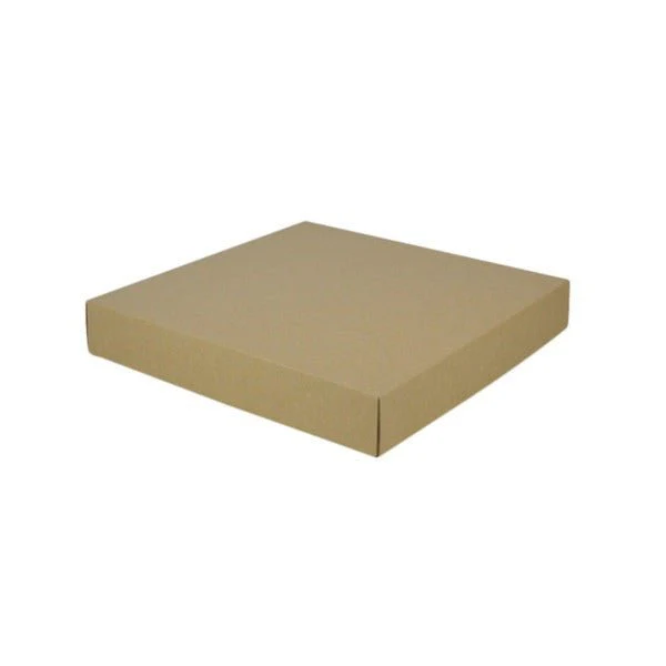SAMPLE - E Flute - Two Piece 300mm Square Cardboard Gift Box (Base & Lid) - 50mm High - Kraft Brown