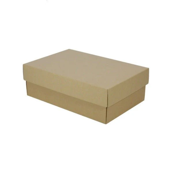 SAMPLE - E Flute - Two Piece Cardboard Shoe Box - 100mm High - Kraft Brown (Base & Lid)