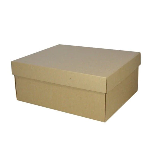 SAMPLE - E Flute - Two Piece Rectangle Boot Cardboard Gift Box (Base & Lid) - Kraft Brown