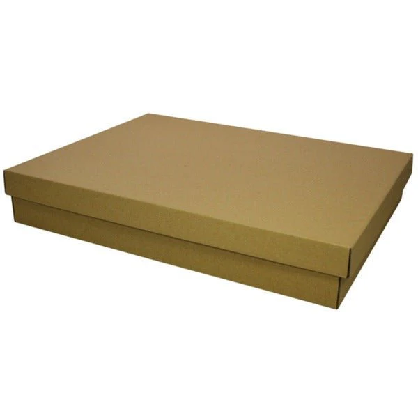 SAMPLE - E Flute - Two Piece Rectangle Cardboard Gift Box 7579 (Base & Lid) - Kraft Brown
