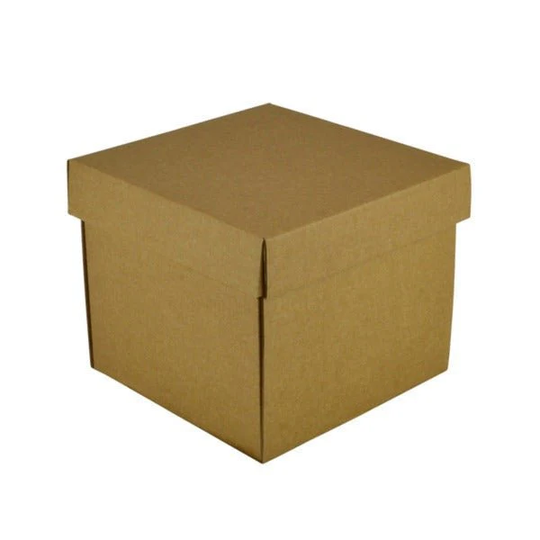 SAMPLE - E Flute - Two Piece Square Cardboard Gift Box 19278 (Base & Lid) - Kraft Brown