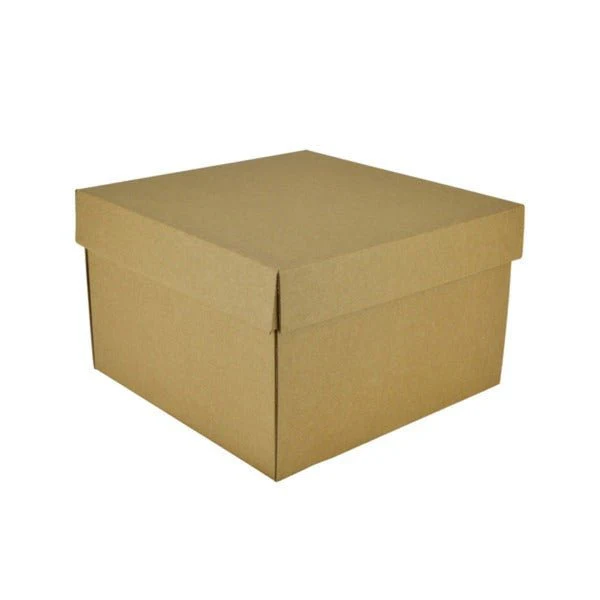SAMPLE - E Flute - Two Piece Square Cardboard Gift Box 19279 (Base & Lid) - Kraft Brown