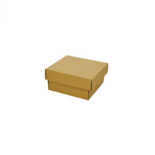 SAMPLE - E Flute - Two Piece Square Cardboard Gift Box 7580 (Base & Lid) - Kraft Brown