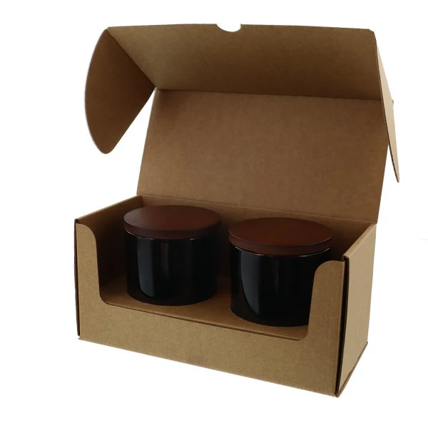 SAMPLE - Large Candle Plain Glass 2 Pack with Insert - Kraft Brown - Image 2