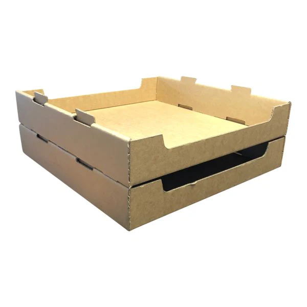 SAMPLE - Large Heavy Duty Stackable Cardboard Catering and Storage Tray (One Piece Self Locking) - Kraft Brown - Image 4