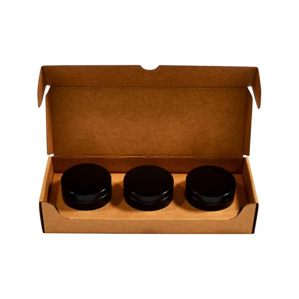 SAMPLE - Medium Candle 3 Tin Pack with Attached Insert - Kraft Brown - Image 4