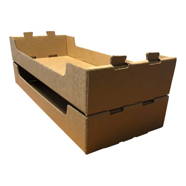 SAMPLE - Medium Heavy Duty Stackable Cardboard Catering and Storage Tray (One Piece Self Locking) - Kraft Brown - Image 4